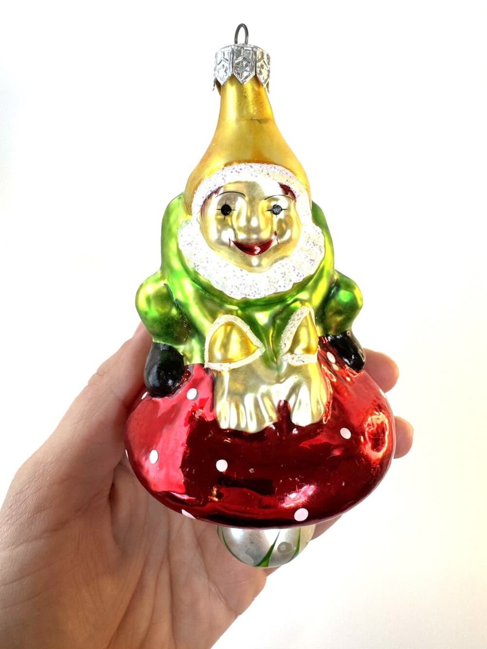 Vintage 1992 Christopher Radko red MUSHROOM ELF Christmas Ornament Woodland